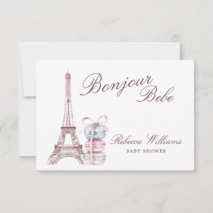 Sweet Macaron Bonjour Bebe Paris Baby shower Thank You Card