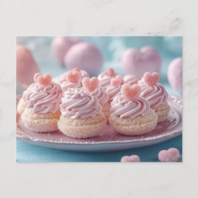 Sweet Macarones with heart Valentine's Day Postcard (Front)