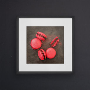 Sweet Macarons kitchen poster   Macarons Red Pink