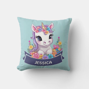 Sweet Magical Baby Unicorn Throw Pillow