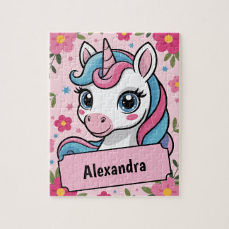 Sweet Magical Unicorn Design Personalised Girly Jigsaw Puzzle