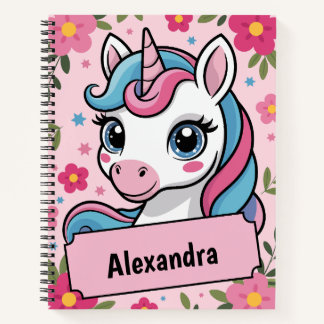 Sweet Magical Unicorn Design Personalised Girly Notebook