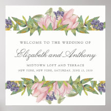 Sweet Magnolia Watercolor Wedding Sign Poster