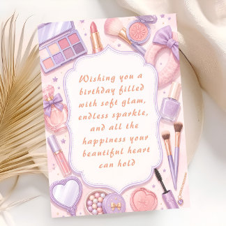 Sweet Makeup Theme Birthday Wishes Card