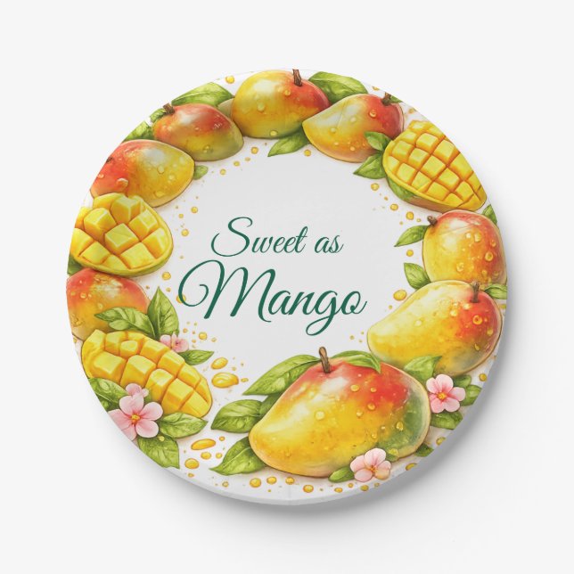 Sweet Mango Tropical Fruit Paper Plates (Front)