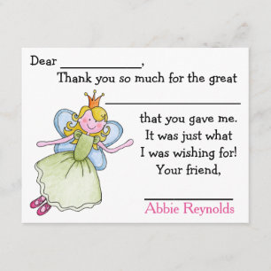 Sweet Manners Fairy Fill In Thank You Notes