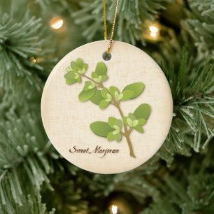Sweet Marjoram Herb Ceramic Ornament