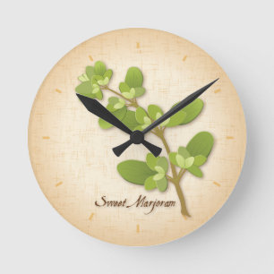 Sweet Marjoram Herb Round Clock