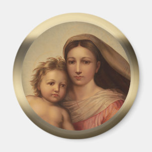 Sweet Mary and Jesus child Sistine madonna Prang Magnet
