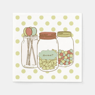 Sweet mason jar and candy cocktail napkin