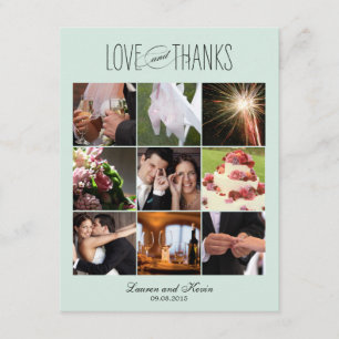 Sweet Memories Wedding Photo Thank You Card Blue