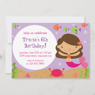 Sweet Mermaid Birthday Invitation
