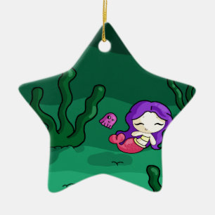 Sweet mermaid ceramic ornament