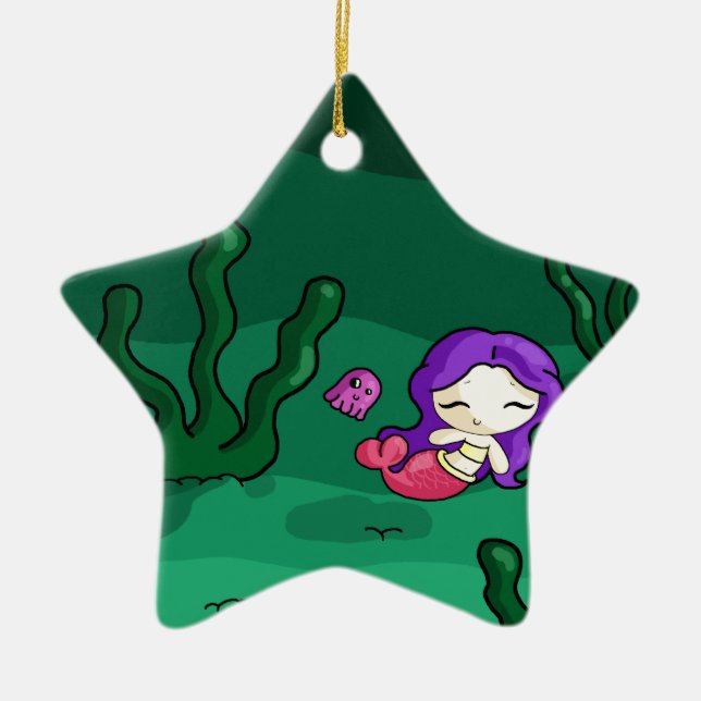 Sweet mermaid ceramic ornament (Front)