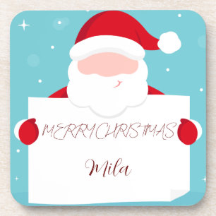 Sweet Merry Christmas Santa Claus Square Paper Coa Coaster