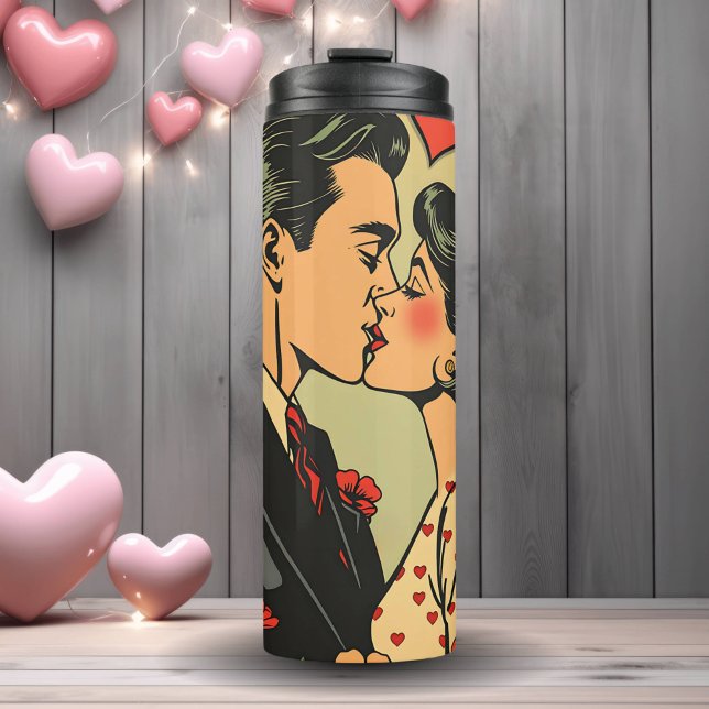 Sweet Mid-Century Couple Retro Pop Art Thermal Tumbler (Creator Uploaded)