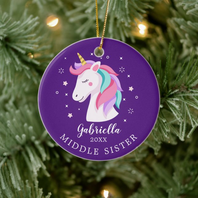 Sweet Middle Sister Unicorn Christmas Ornament (Tree)