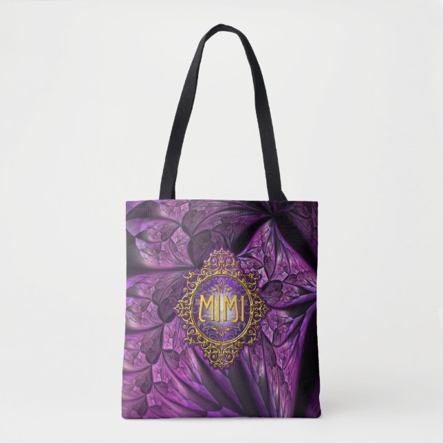 Sweet MIMI Royal Purple & Gold Tote Bag (Front)