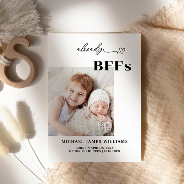 Sweet Minimalist Already BFFs Baby  Announcement (Creator Uploaded)
