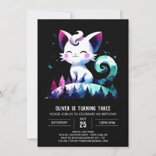 Sweet Minimalist Cat Birthday  Invitation