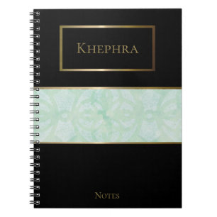 Sweet Mint Green Batik Simple Name Notebook