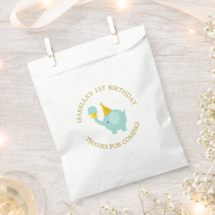 Sweet Mint Green Elephant Birthday Party Favour Bag