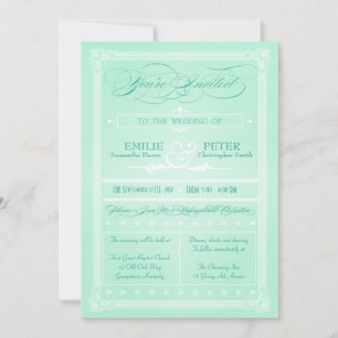 Sweet Mint Green Poster Style Wedding Invitation