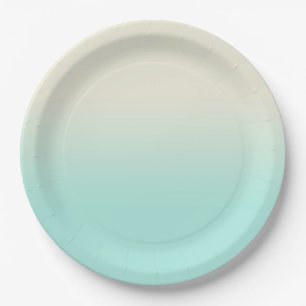 Sweet Mint & Ivory Gradient Ombre    Paper Plate