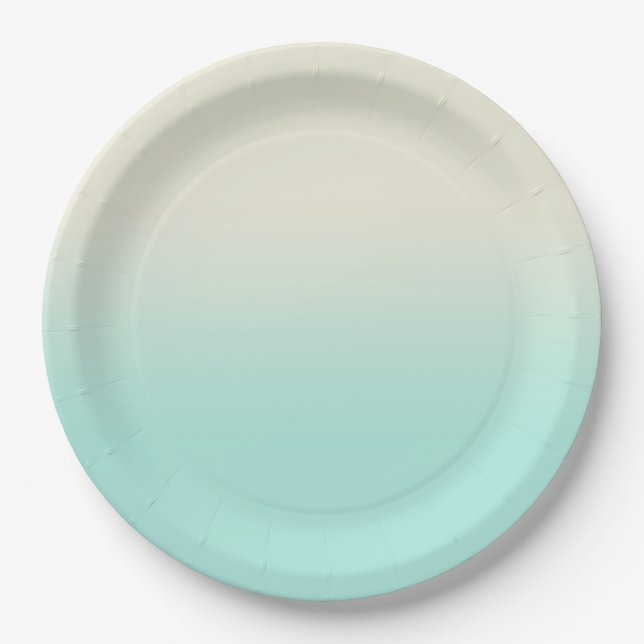 Sweet Mint & Ivory Gradient Ombre    Paper Plate (Front)