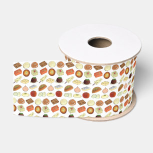 Sweet Mithai Indian Cuisine Foods Confection Print Grosgrain Ribbon