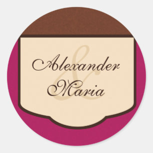 Sweet Mocha & Fuchsia Wedding Envelope Seals