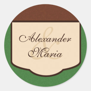 Sweet Mocha & Green Wedding Envelope Seals