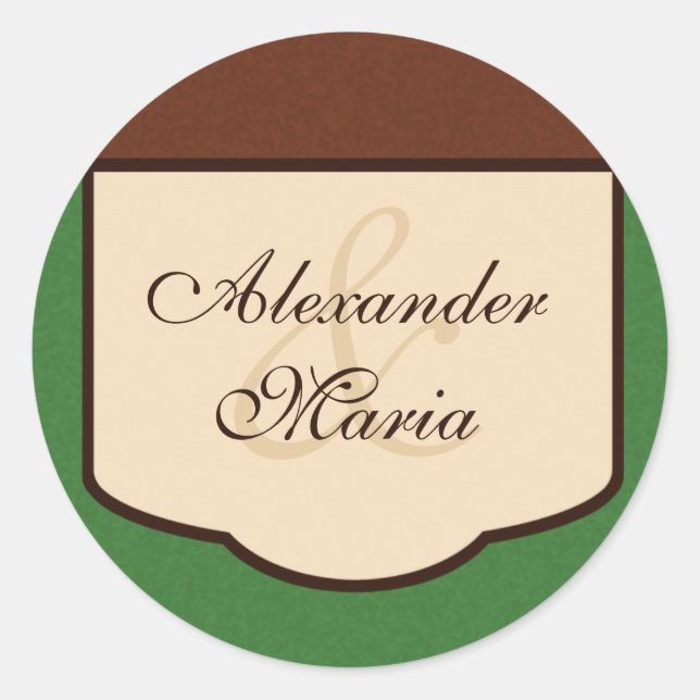 Sweet Mocha & Green Wedding Envelope Seals (Front)
