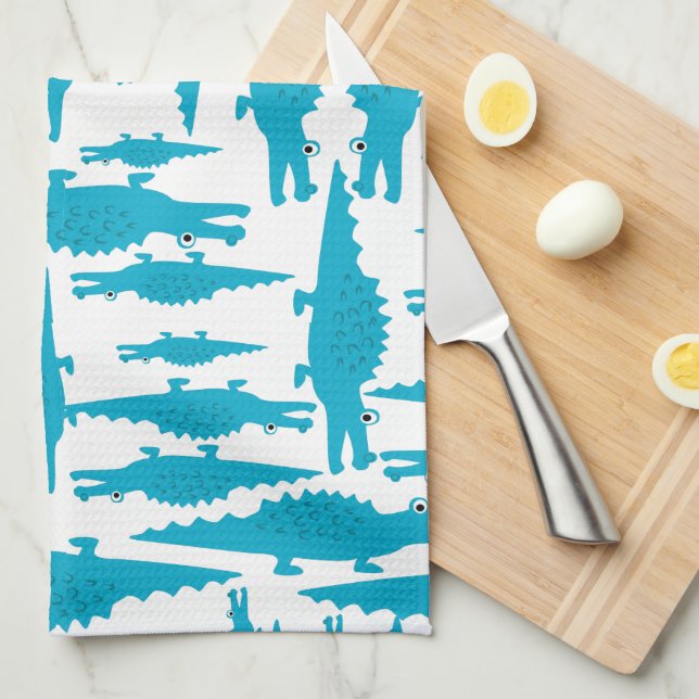 Sweet Modern Alligator Baby Shower Gifts Tea Towel (Quarter Fold)