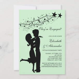 Sweet Modern Couple in Love Engagement Invitations
