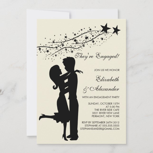 Sweet Modern Couple in Love Engagement Invitations (Front)