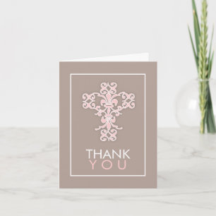 Sweet & Modern Cross in Pink Thank You Card