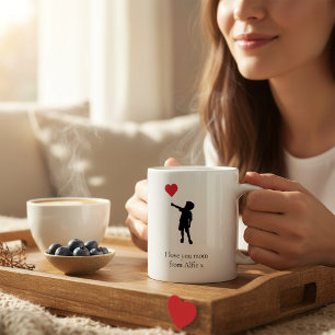 Sweet Mom Heart Balloon Kid Silhouette  Coffee Mug
