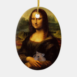 Sweet Mona Lisa Loves Hamsters Ceramic Tree Decoration
