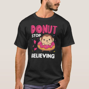 Sweet Monkey Funny Animals In Donut Pink T-Shirt