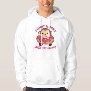 Sweet Monkey Funny Animals In Doughnut Pink Hoodie