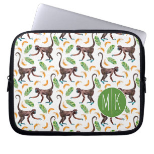 Sweet Monkeys Juggling Bananas   Monogram Laptop Sleeve