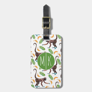 Sweet Monkeys Juggling Bananas Monogram Luggage Tag