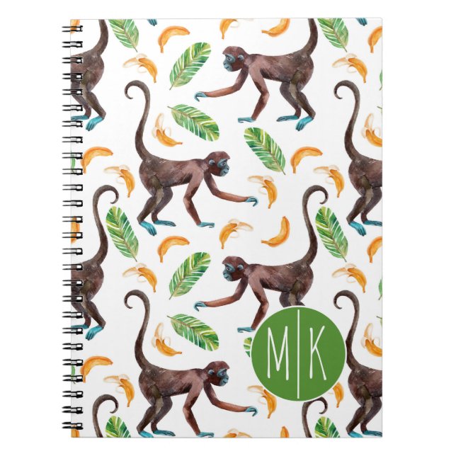 Sweet Monkeys Juggling Bananas | Monogram Notebook (Front)