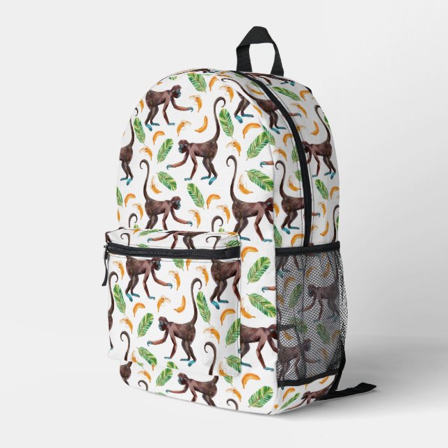 Sweet Monkeys Juggling Bananas Printed Backpack (Back Corner Right)