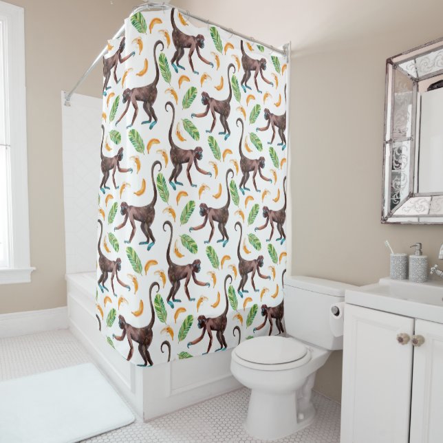Sweet Monkeys Juggling Bananas Shower Curtain (In Situ)