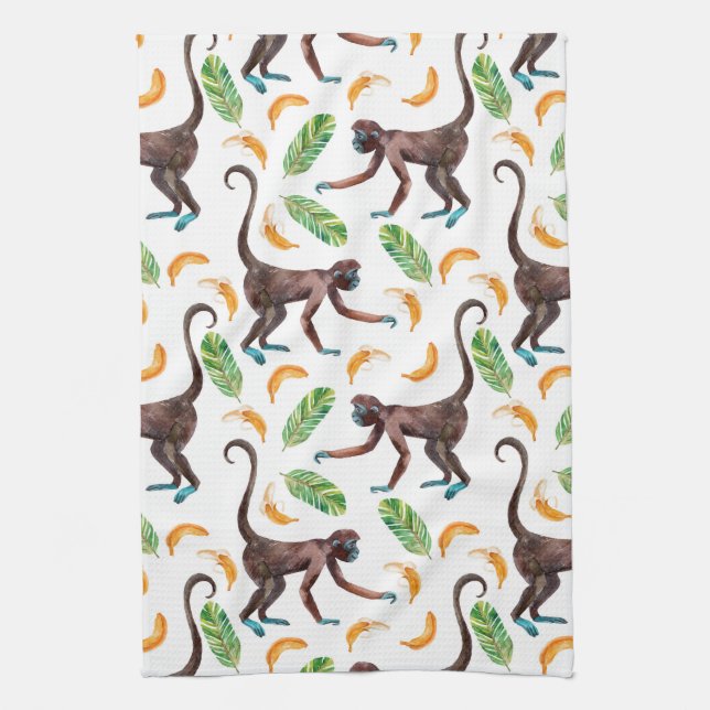 Sweet Monkeys Juggling Bananas Tea Towel (Vertical)