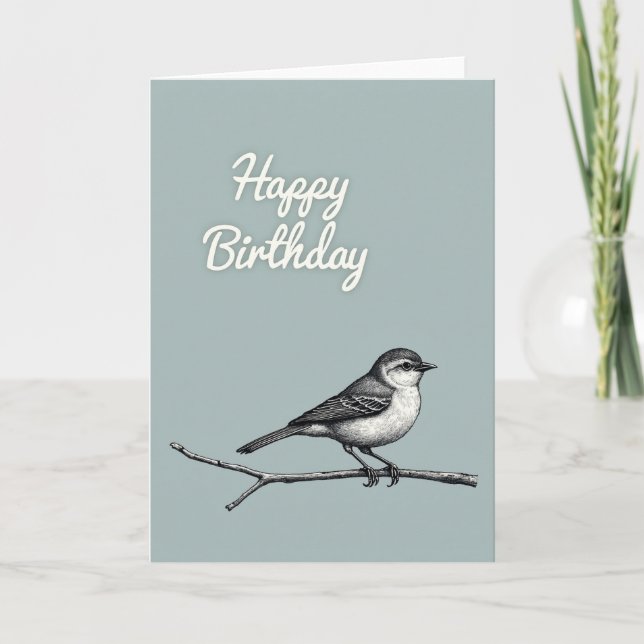 Sweet Monochrome Bird Card (Front)