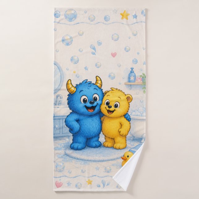 Sweet Monster Friends Bubble Bath Adventure Towel Set (Bath Towel)
