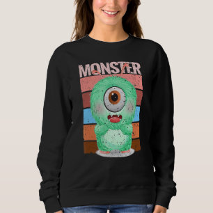 Sweet Monster In Green Cuddly With A Giant Eye Sweatshirt